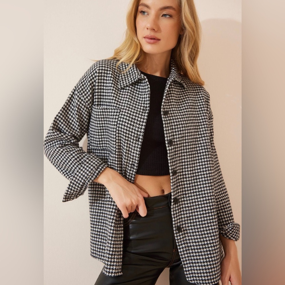 SHEIN HOUNDSTOOTH SHACKET